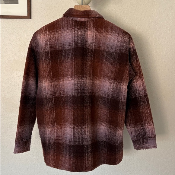 Madewell brushed plaid knit shirt jacket - Picture 6 of 7